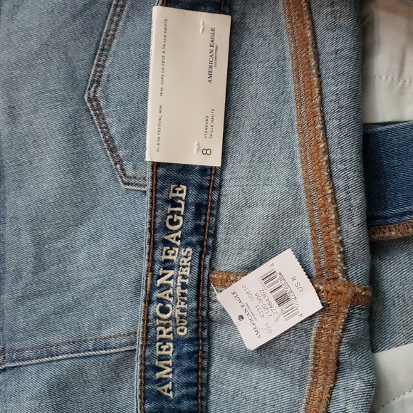 AMERICAN EAGLE HI-RISE FESTIVAL DENIM MINI SKIRT - Picture 5 of 11